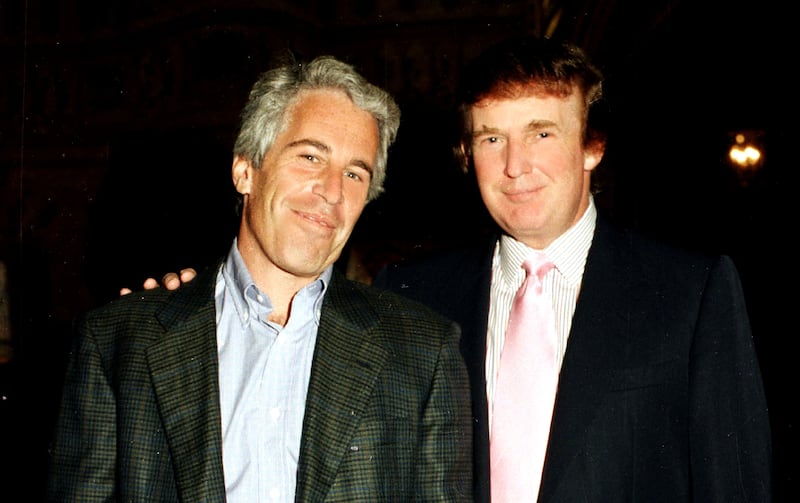 Donald Trump and Jeffrey Epstein seen in 1997.