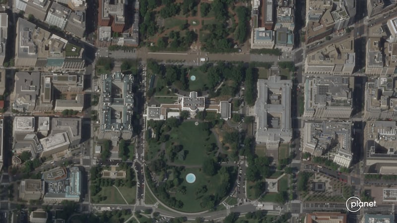 Satellite image showing the White House on September 9, 2025