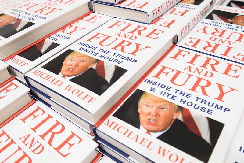 LONDON, ENGLAND - JANUARY 09:  One of the first consignments of copies of "Fire and Fury", Michael Wolff's book on President Trump's Presidency is displayed at Waterstones, Piccadilly on January 9, 2018 in London, England.  The book is already a bestseller with over a million orders in the US alone.  (Photo by Leon Neal/Getty Images)