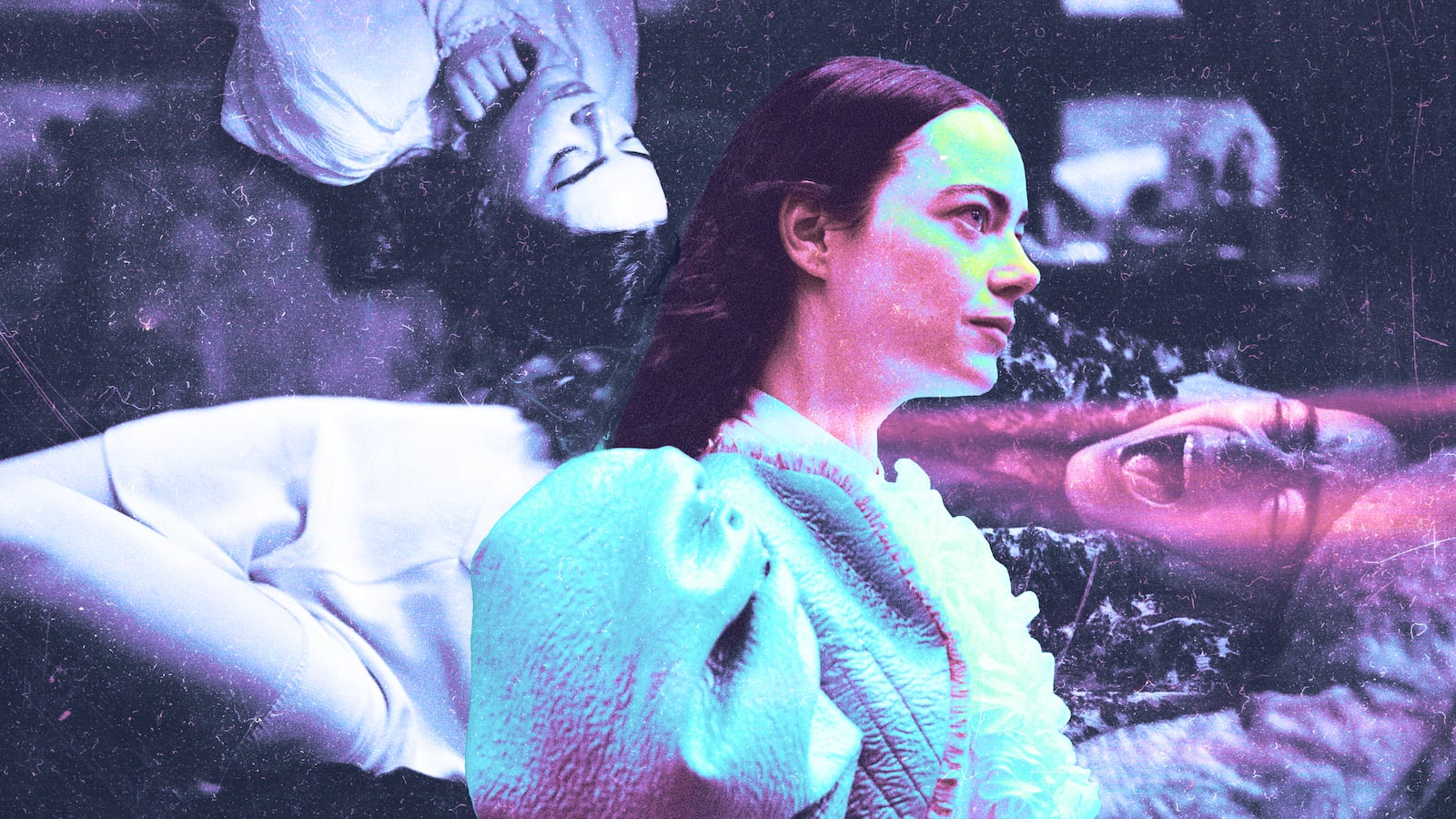 A photo illustration of Emma Stone in Poor Things.