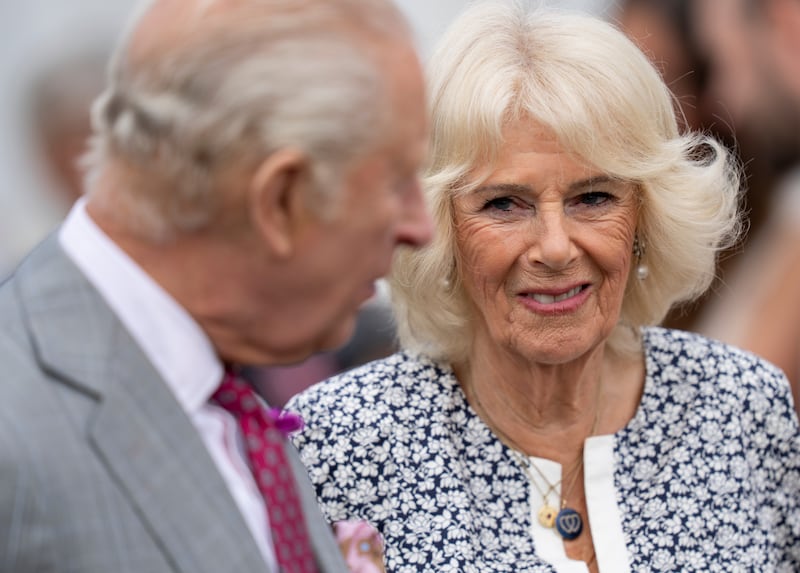 KING'S LYNN, ENGLAND - JULY 23: King Charles III and Queen Camilla during their visit to the Sandringham Flower Show 2025 at Sandringham House on July 23, 2025 in King's Lynn, England. (Photo by Mark Cuthbert/UK Press via Getty Images)