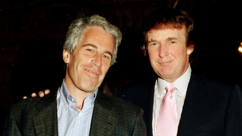 Jeffrey Epstein (left) and Donald Trump at the Mar-a-Lago in 1997.