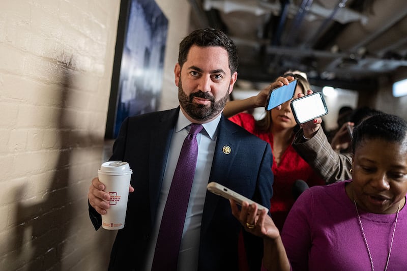 Rep. Mike Lawler, R-N.Y., makes his way to a House Republican Conference meeting with President Donald Trump on the budget reconciliation bill in the U.S. Capitol on Tuesday, May 20, 2025.