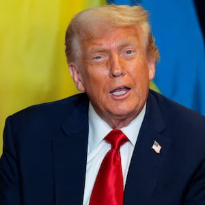 NEW YORK, NEW YORK - SEPTEMBER 23: U.S. President Donald Trump speaks during a bilateral meeting with President of Ukraine Volodymyr Zelensky at the 80th session of the UN’s General Assembly (UNGA) at the United Nations headquarters on September 23, 2025 in New York City.