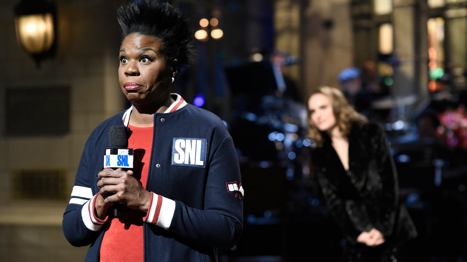 SATURDAY NIGHT LIVE -- Episode 1738 "Natalie Portman" -- Pictured: Leslie Jones during the opening monologue in Studio 8H on Saturday, February 3, 2018 -- (Photo by: Will Heath/NBC)