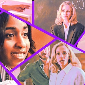 A photo illustration of Julia Roberts, Andrew Garfield, Ayo Edebiri, and Michael Stuhlbarg.