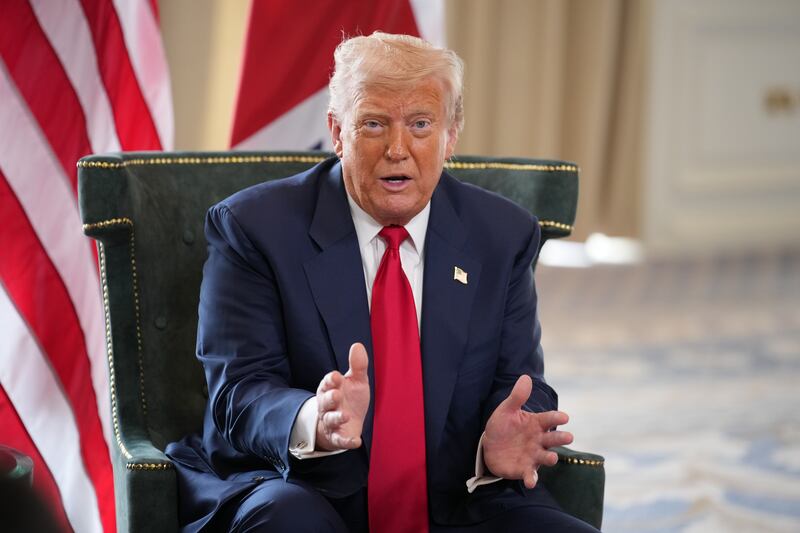 President Donald Trump spoke at his Turnberry golf club on July 28, 2025 about his falling out with Jeffrey Epstein and how the disgraced financier stole workers from Mar-a-Lago.