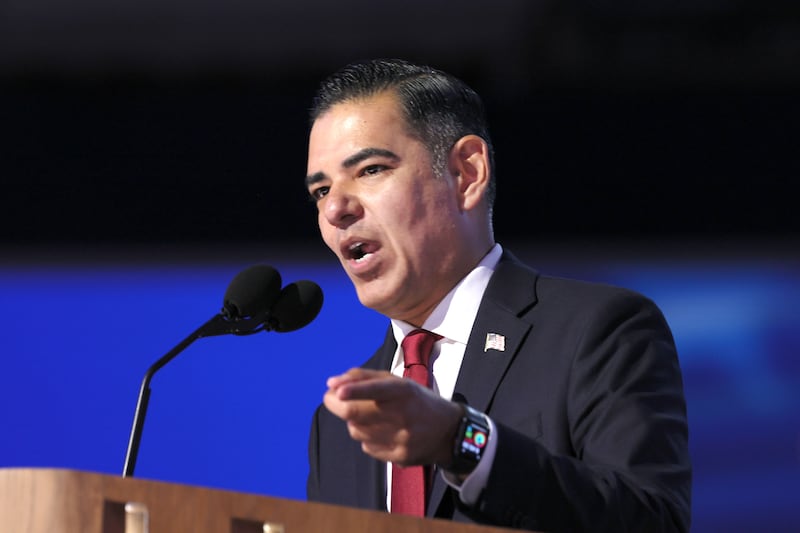 DNC CHICAGO, IL AUGUST 19, 2024  Rep. Robert Garcia, D-Calif., speaks during the 2024 Democratic National Convention in Chicago on Monday, August 19, 2024 in Chicago, IL. (Robert Gauthier/Los Angeles Times via Getty Images)