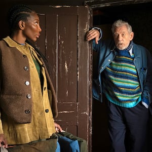 Michaela Coel and Ian McKellen in The Christophers.