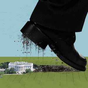 Donald Trump tramples the White House's East Wing.