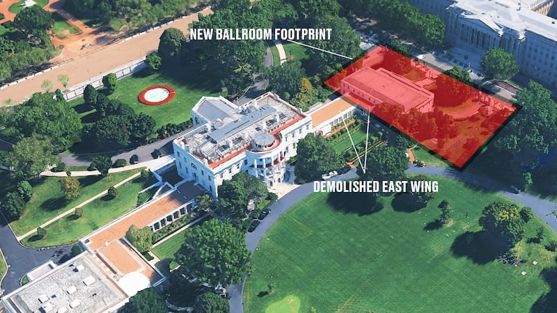 White House ballroom footprint map