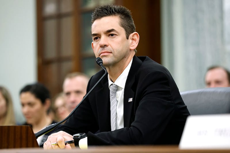 Jared Isaacman, U.S. President Donald Trump's nominee to be National Aeronautics and Space Administration (NASA) Administrator, testifies during a Senate Commerce, Science, and Transportation Committee confirmation hearing in the Russell Senate Office Building on Capitol Hill on April 09, 2025 in Washington, DC.