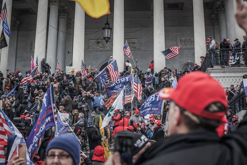 , breaking windows and clashing with police. Trump supporters had gathered in the nation's capital today to protest the ratification of President-elect Joe Biden's Electoral College victory over President Trump in the 2020 election.  (Photo by Shay Horse/NurPhoto via Getty Images)
