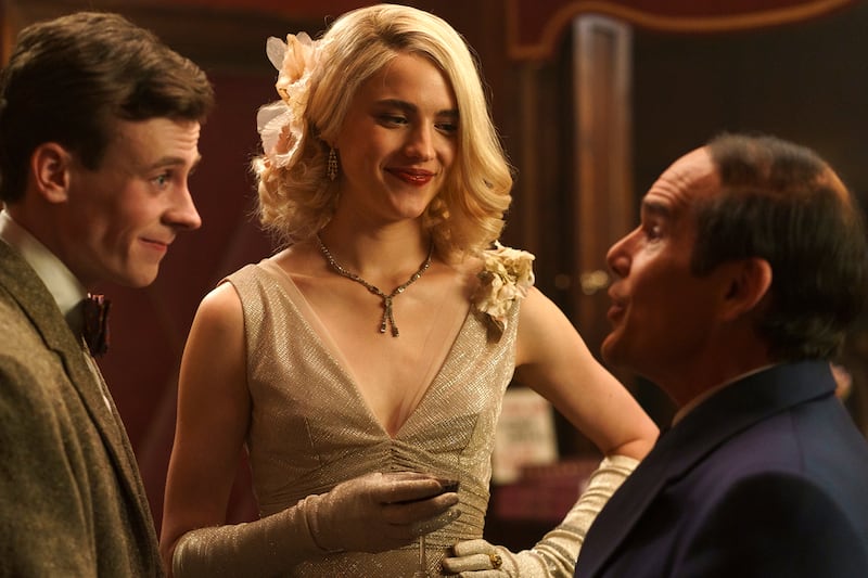 Margaret Qualley and Ethan Hawke in Blue Moon.