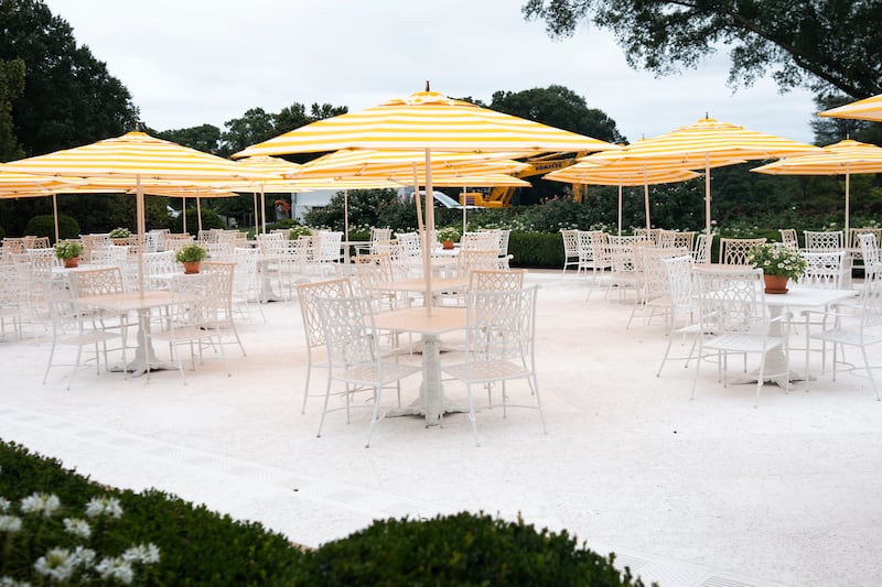 The newly paved Rose Garden at the White House was unveiled last month.