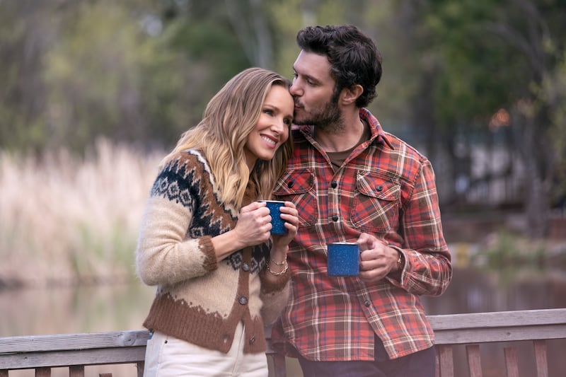 A photo still of Kristen Bell and Adam Brody in 'Nobody Wants This'
